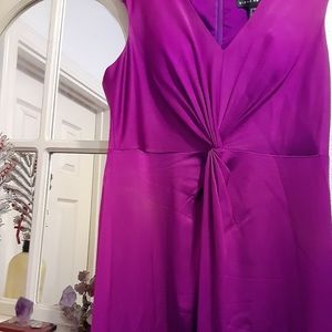 Formal magenta color dress.